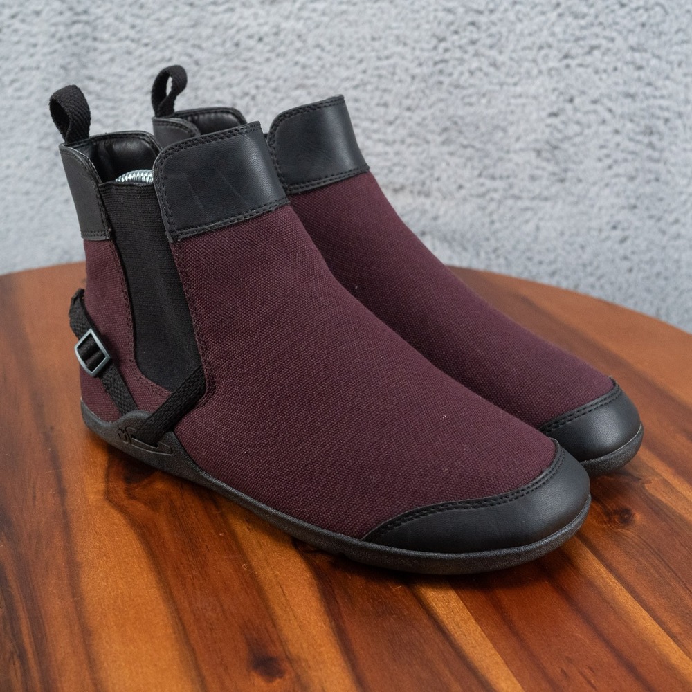 XERO Vienna Canvas Ankle Boots Plum Black Barefoot Shoes-Women's 6.5-Zero Drop